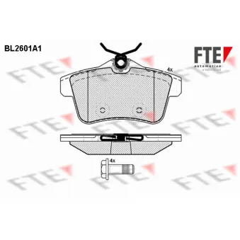 Jeu de 4 plaquettes de frein arrière FTE BL2601A1