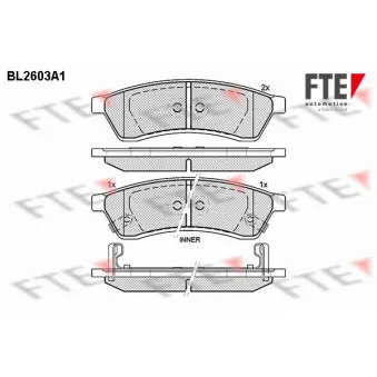 Jeu de 4 plaquettes de frein arrière FTE BL2603A1