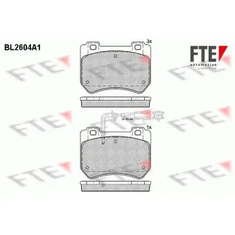 Jeu de 4 plaquettes de frein avant FTE