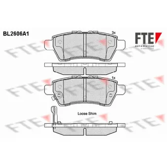 Jeu de 4 plaquettes de frein arrière FTE BL2606A1