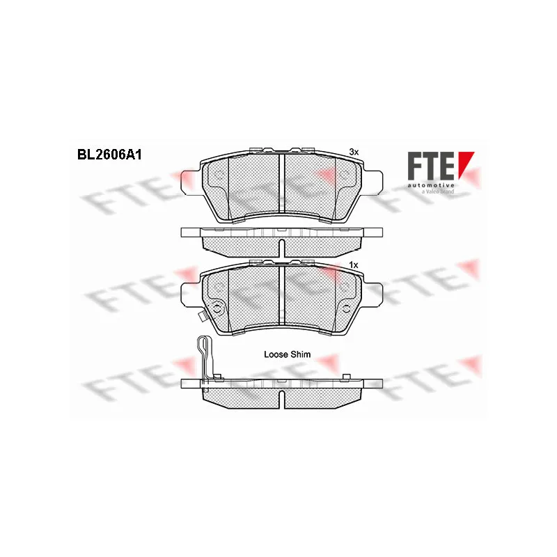 Jeu de 4 plaquettes de frein arrière FTE BL2606A1