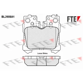 Jeu de 4 plaquettes de frein arrière FTE BL2608A1