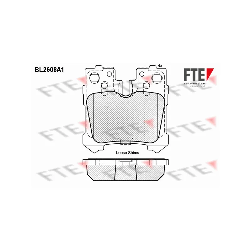 Jeu de 4 plaquettes de frein arrière FTE BL2608A1