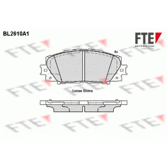 Jeu de 4 plaquettes de frein avant FTE BL2610A1
