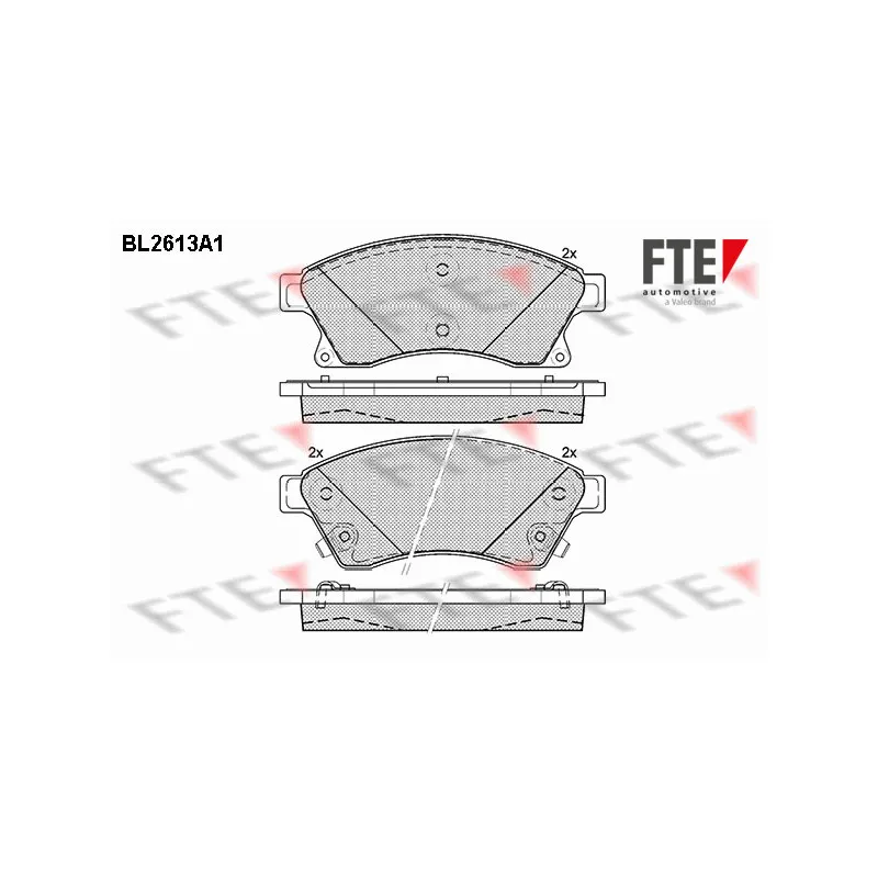 Jeu de 4 plaquettes de frein avant FTE BL2613A1