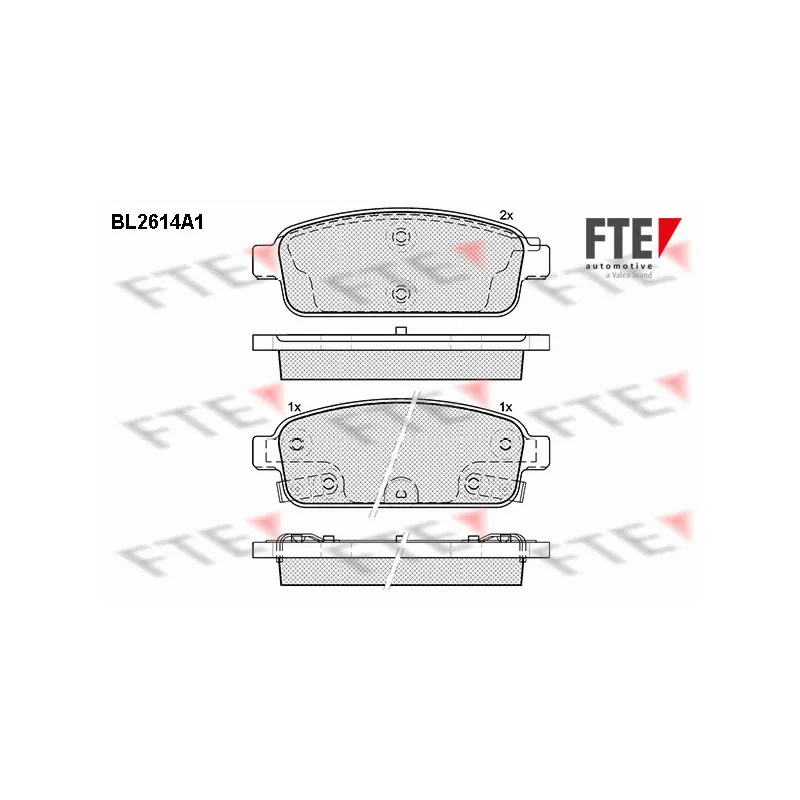 Jeu de 4 plaquettes de frein arrière FTE BL2614A1