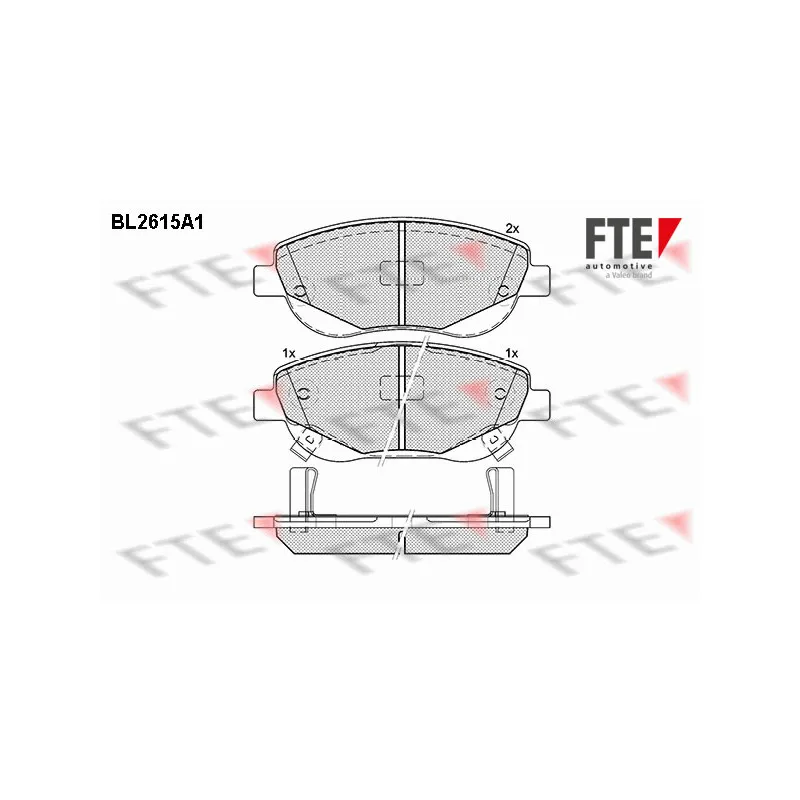 Jeu de 4 plaquettes de frein avant FTE BL2615A1