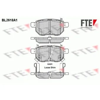 Jeu de 4 plaquettes de frein arrière FTE BL2618A1