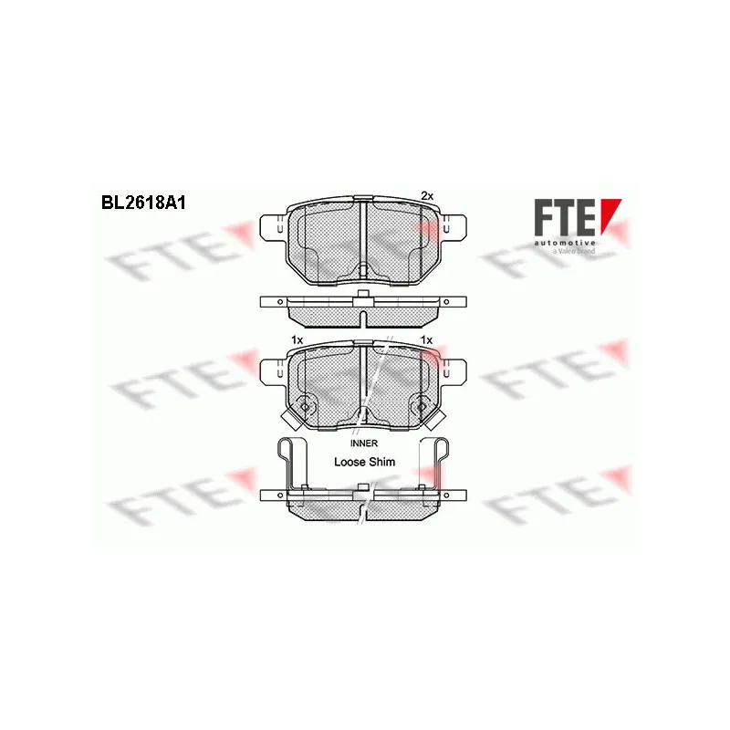 Jeu de 4 plaquettes de frein arrière FTE BL2618A1