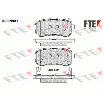 Jeu de 4 plaquettes de frein arrière FTE BL2619A1
