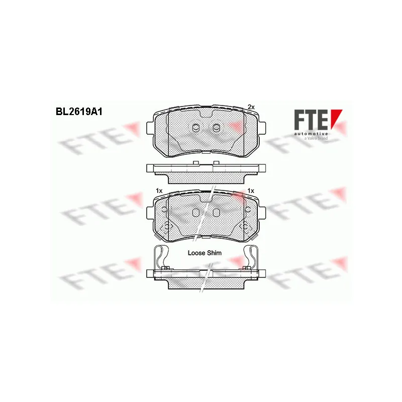 Jeu de 4 plaquettes de frein arrière FTE BL2619A1