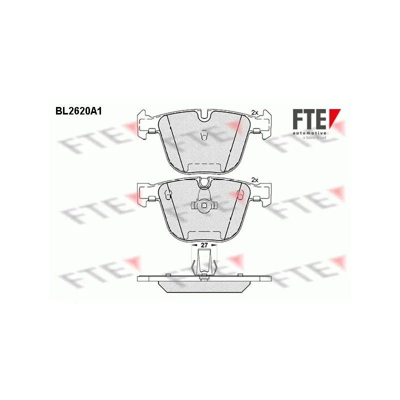 Jeu de 4 plaquettes de frein arrière FTE BL2620A1