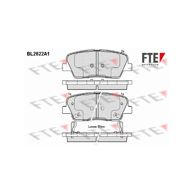 Jeu de 4 plaquettes de frein arrière FTE BL2622A1