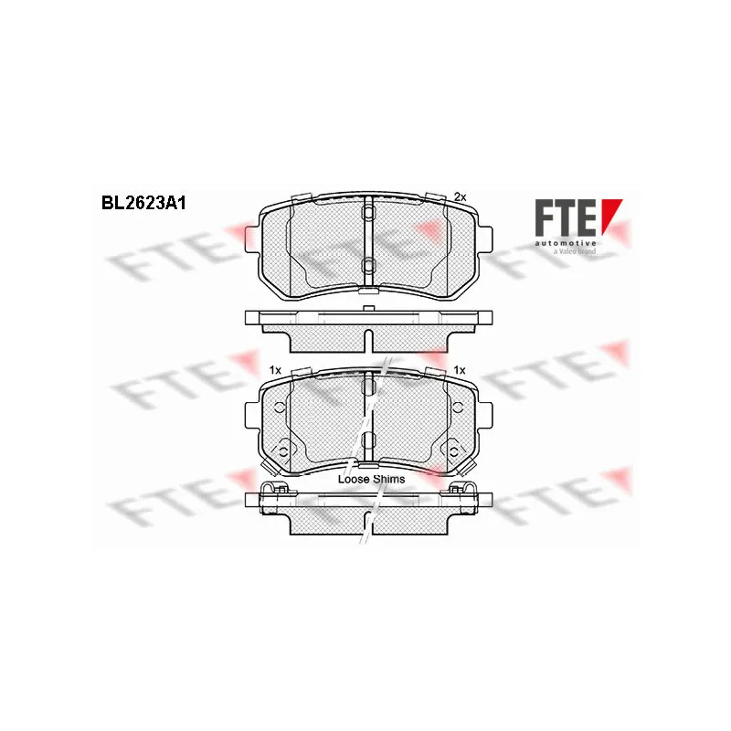 Jeu de 4 plaquettes de frein arrière FTE BL2623A1