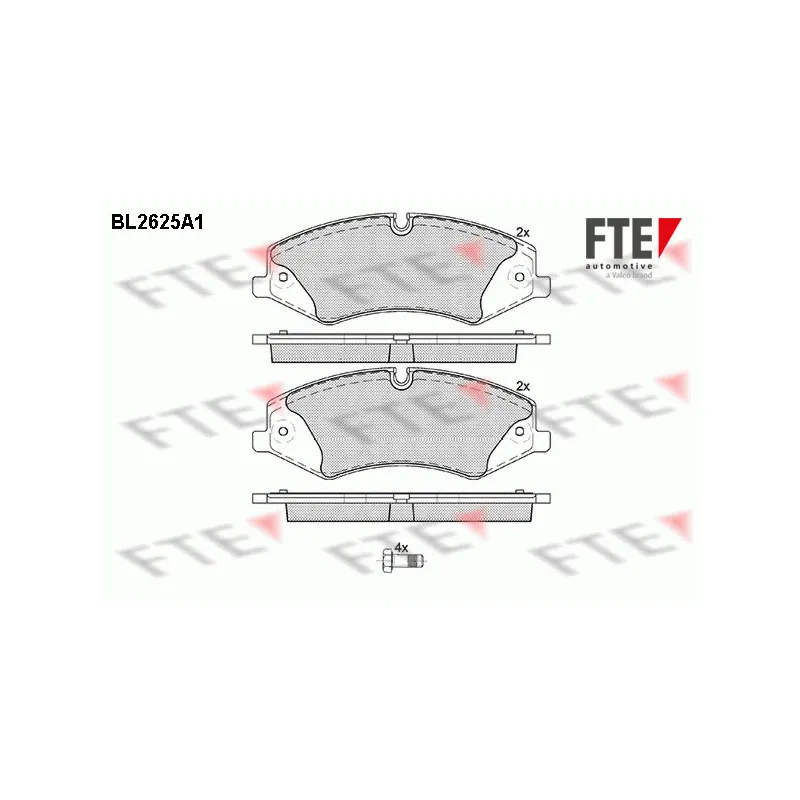 Jeu de 4 plaquettes de frein avant FTE BL2625A1