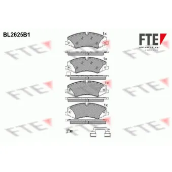 Jeu de 4 plaquettes de frein avant FTE BL2625B1