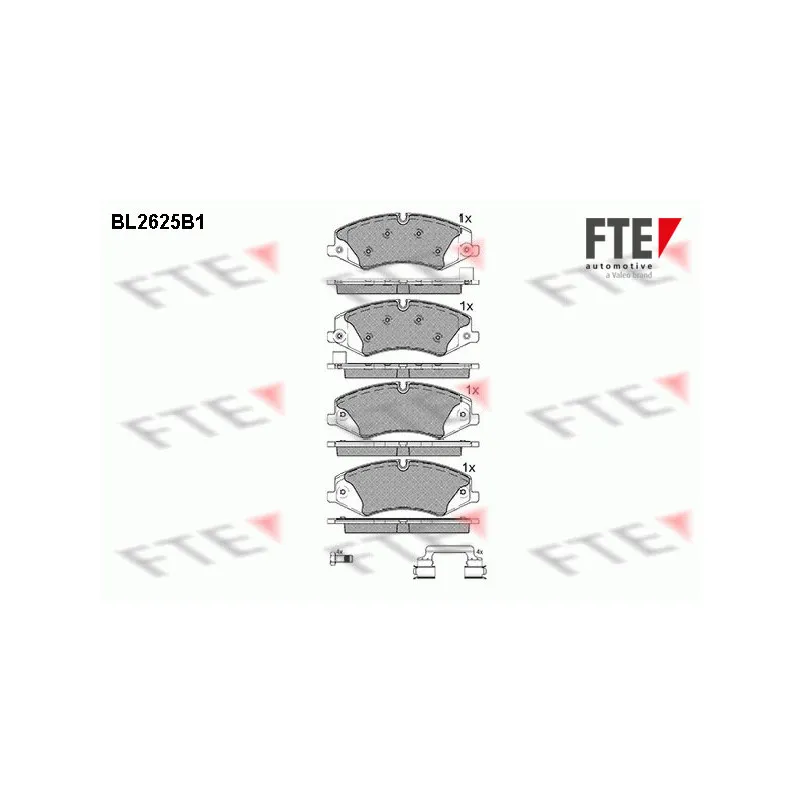 Jeu de 4 plaquettes de frein avant FTE BL2625B1