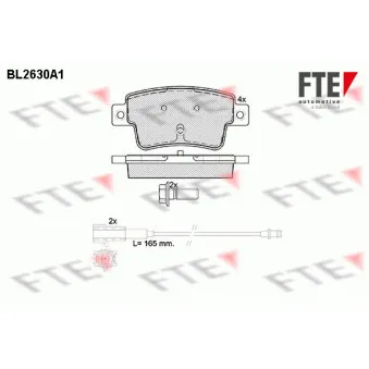 Jeu de 4 plaquettes de frein arrière FTE BL2630A1