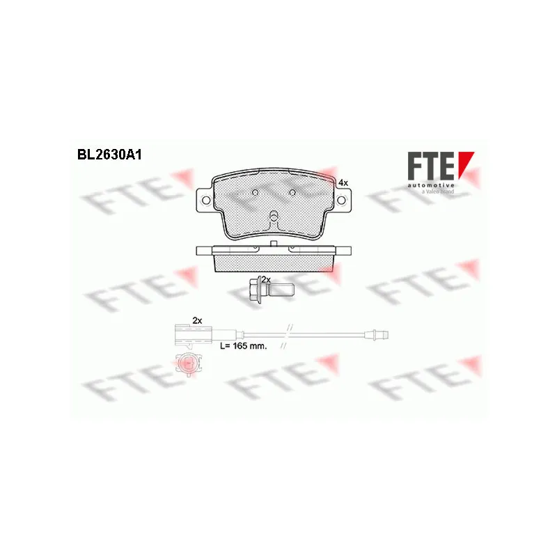Jeu de 4 plaquettes de frein arrière FTE BL2630A1