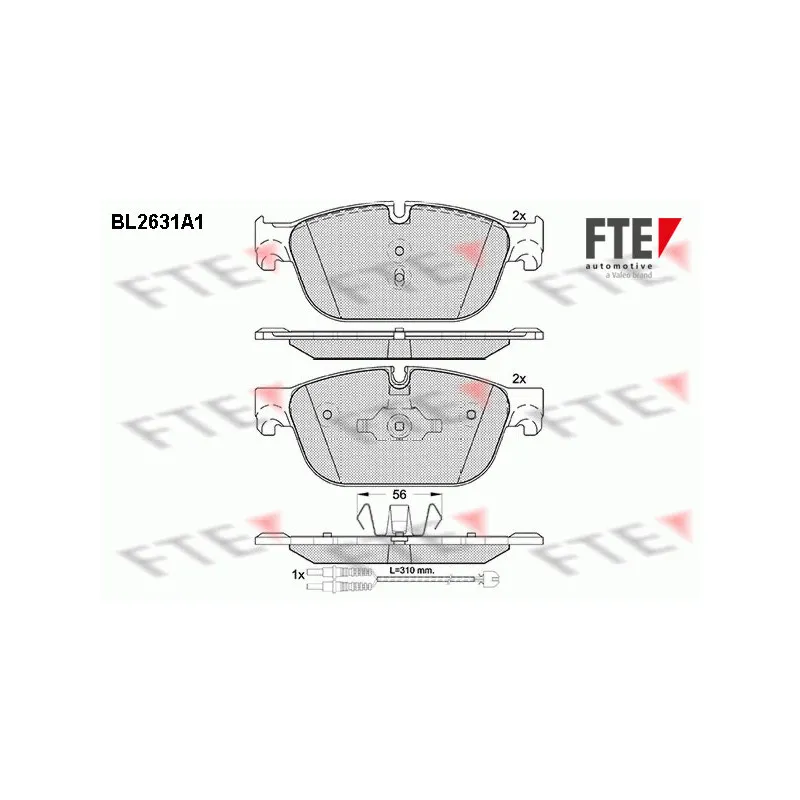 Jeu de 4 plaquettes de frein avant FTE BL2631A1