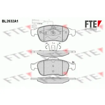 Jeu de 4 plaquettes de frein avant FTE BL2632A1