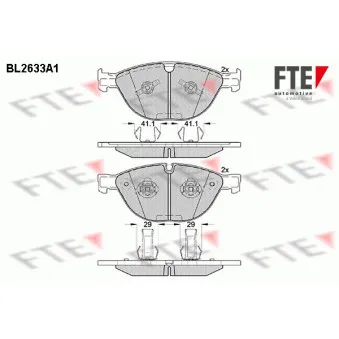 Jeu de 4 plaquettes de frein avant FTE BL2633A1