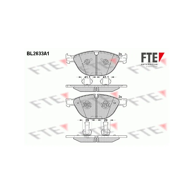 Jeu de 4 plaquettes de frein avant FTE BL2633A1