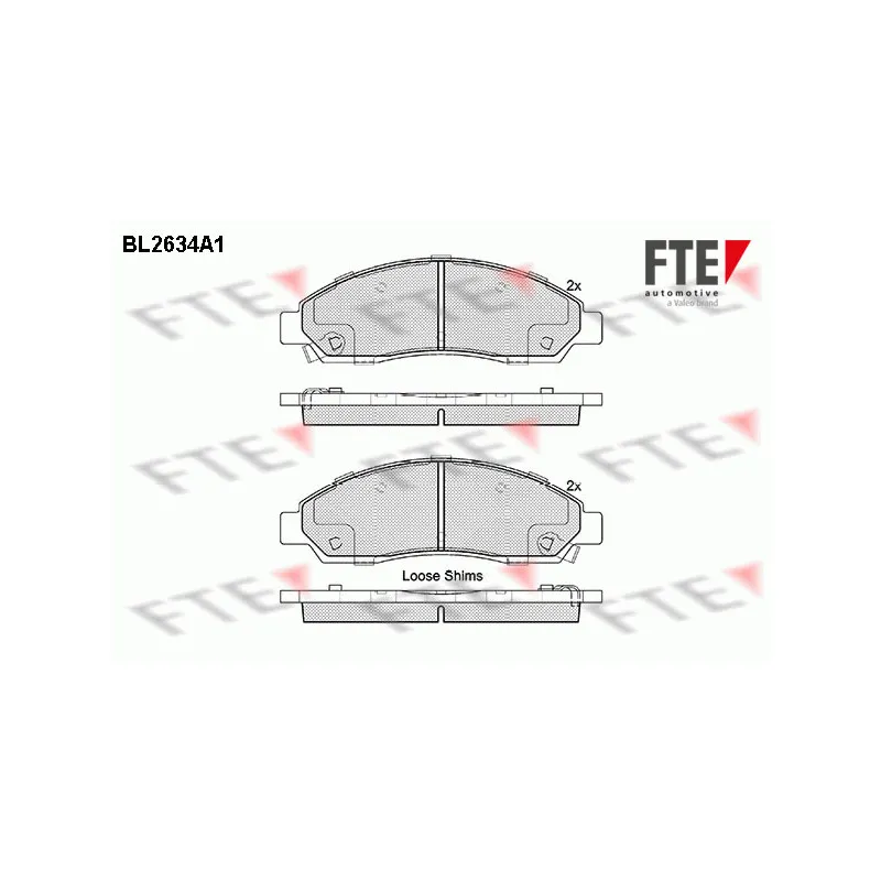 Jeu de 4 plaquettes de frein avant FTE BL2634A1