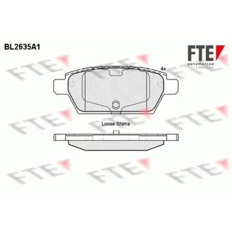 Jeu de 4 plaquettes de frein arrière FTE BL2635A1