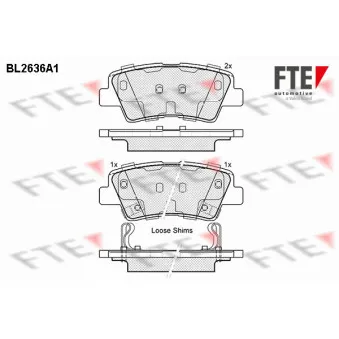 Jeu de 4 plaquettes de frein arrière FTE BL2636A1