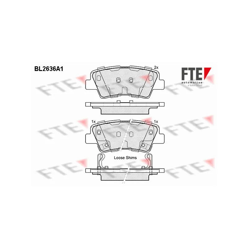 Jeu de 4 plaquettes de frein arrière FTE BL2636A1