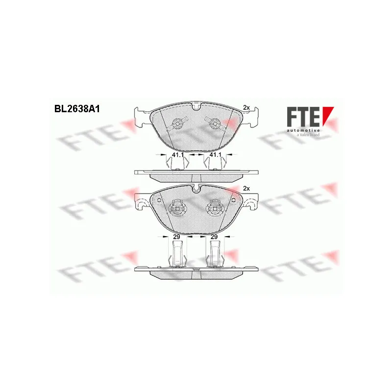 Jeu de 4 plaquettes de frein avant FTE BL2638A1