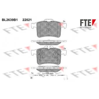 Jeu de 4 plaquettes de frein arrière FTE BL2639B1
