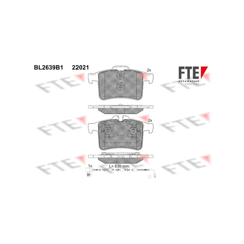 Jeu de 4 plaquettes de frein arrière FTE BL2639B1