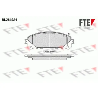 Jeu de 4 plaquettes de frein avant FTE BL2640A1