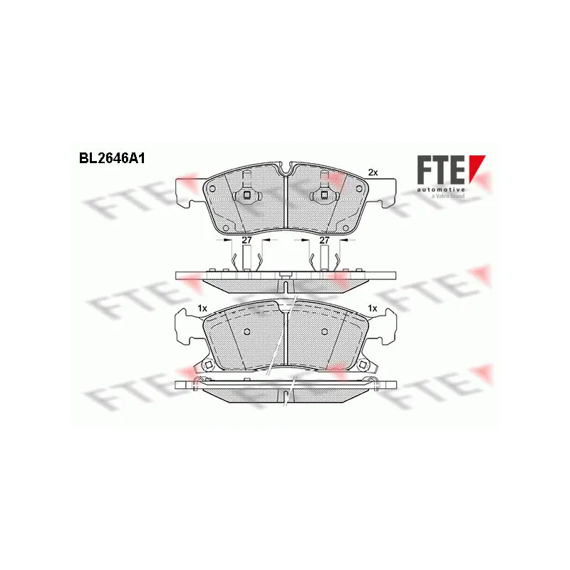 Jeu de 4 plaquettes de frein avant FTE BL2646A1