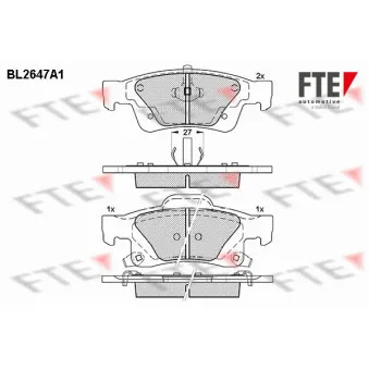Jeu de 4 plaquettes de frein arrière FTE BL2647A1