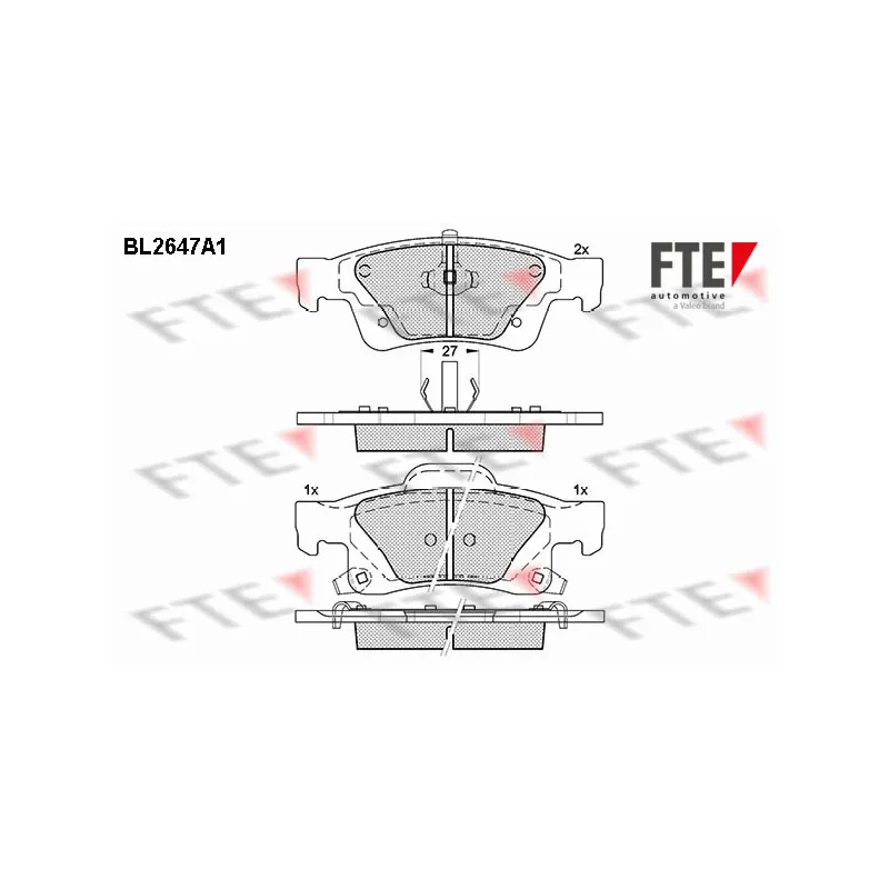 Jeu de 4 plaquettes de frein arrière FTE BL2647A1