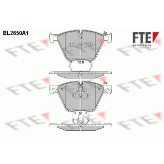 Jeu de 4 plaquettes de frein avant FTE BL2650A1
