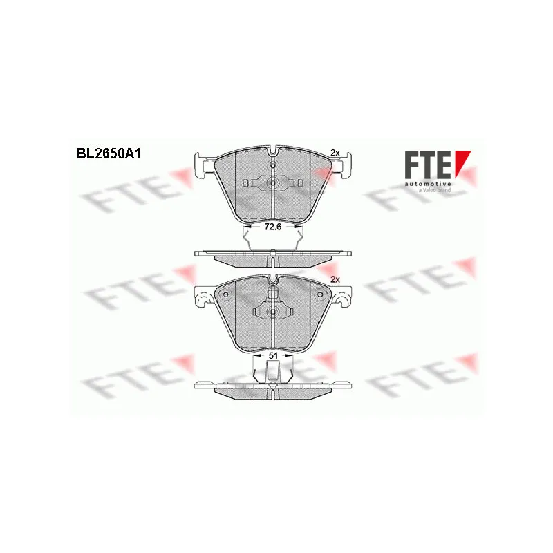 Jeu de 4 plaquettes de frein avant FTE BL2650A1