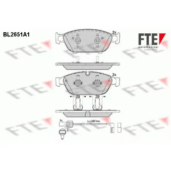 Jeu de 4 plaquettes de frein avant FTE BL2651A1