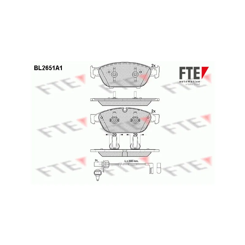 Jeu de 4 plaquettes de frein avant FTE BL2651A1