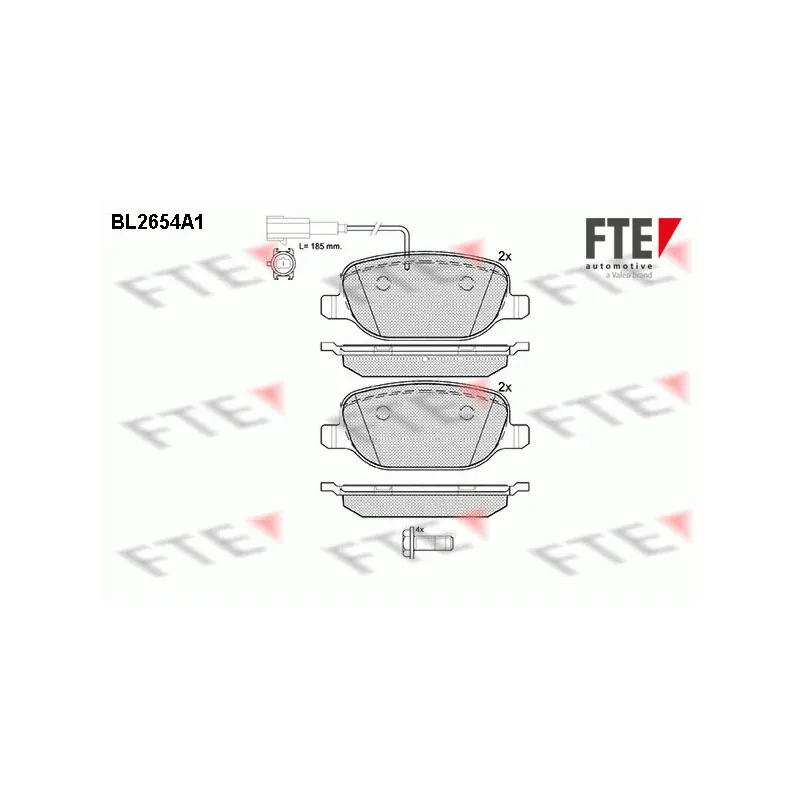 Jeu de 4 plaquettes de frein arrière FTE BL2654A1