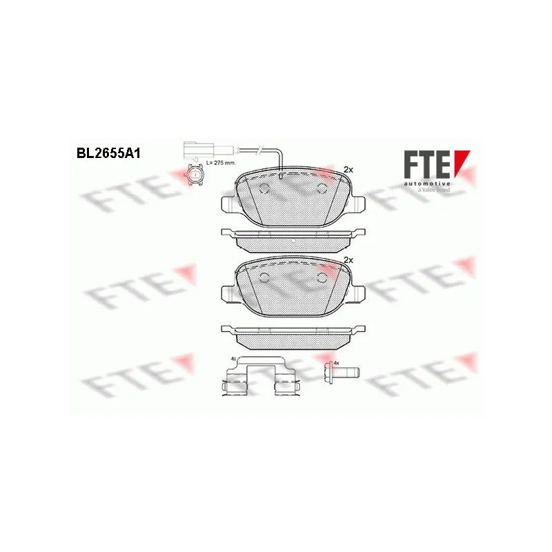 Jeu de 4 plaquettes de frein arrière FTE BL2655A1