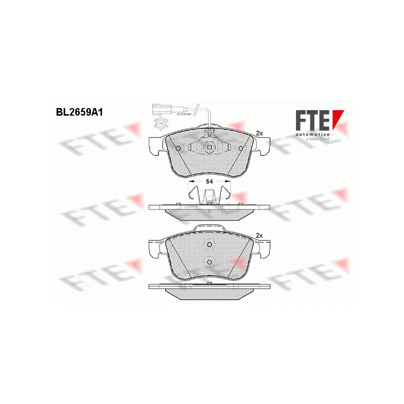 Jeu de 4 plaquettes de frein avant FTE BL2659A1