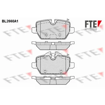 Jeu de 4 plaquettes de frein arrière FTE BL2660A1
