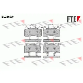 Jeu de 4 plaquettes de frein avant FTE BL2662A1