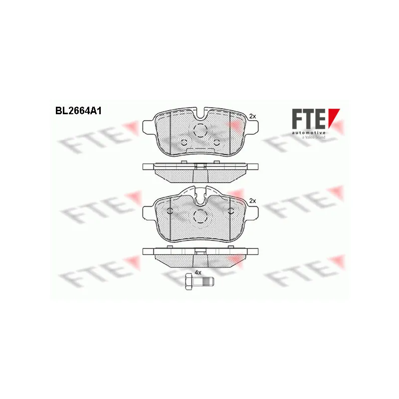 Jeu de 4 plaquettes de frein arrière FTE BL2664A1