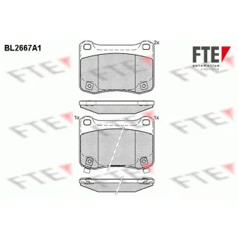 Jeu de 4 plaquettes de frein arrière FTE BL2667A1