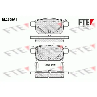 Jeu de 4 plaquettes de frein arrière FTE BL2669A1